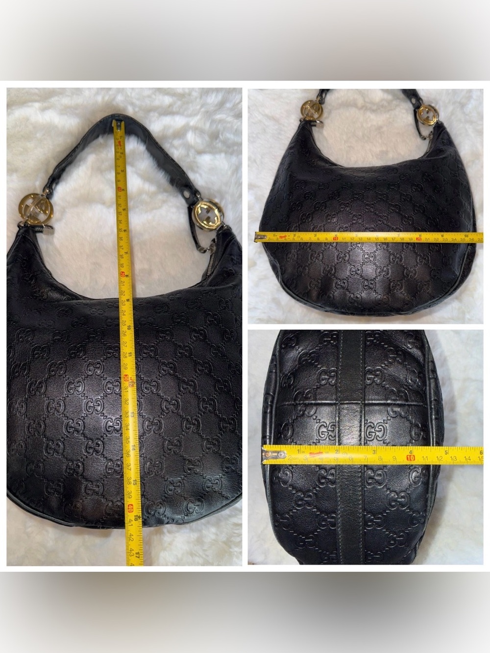 Gucci Black Embossed Leather GG Twins Hobo Bag - Picture 12 of 16